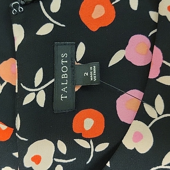 Talbots Pink Ruffled Floral Sheath Midi Dress Womens Sz 2 Polyester - Picture 8 of 9